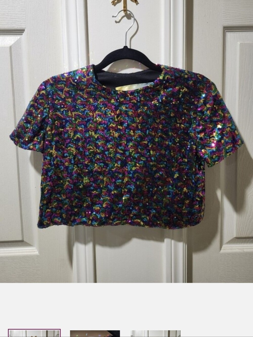 Fringe + Co Crop Sequin Party Coloured Top